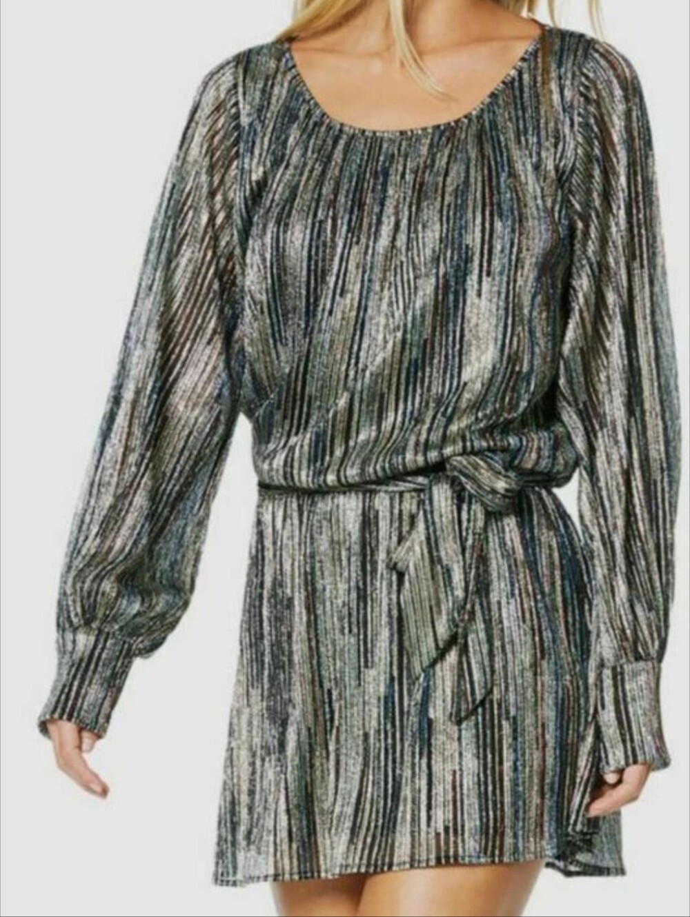 Ramy Brooke Jordan Long-Sleeve Metallic Mini Dress